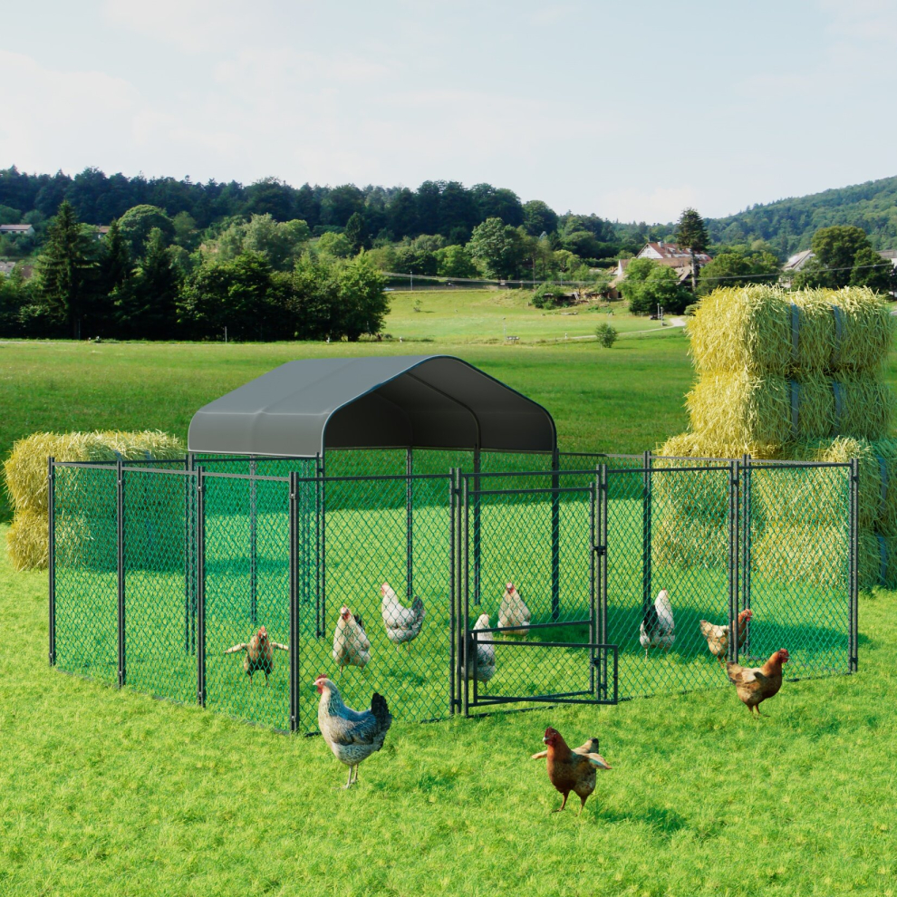 Walk-in Chicken Coop Run Large Metal Hen House Poultry Duck Fence