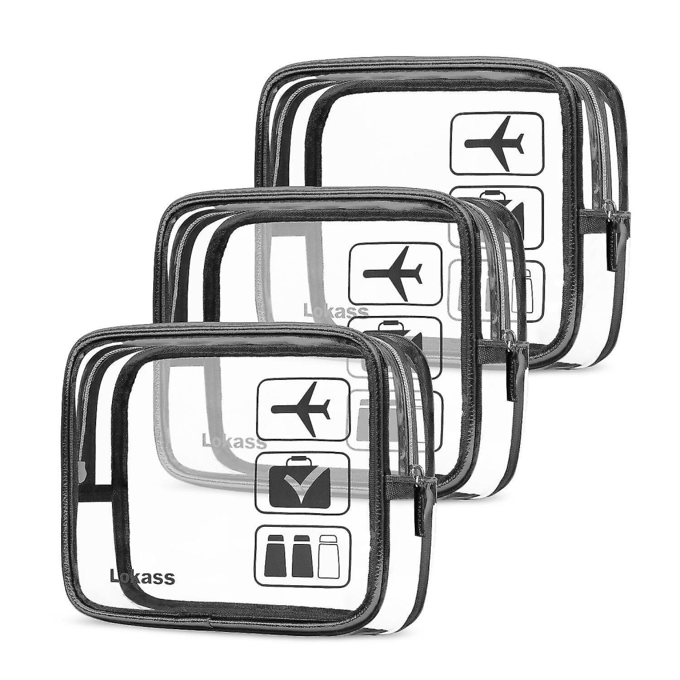 3pcs/pack Clear Toiletry Bag Tsa Approved Travel Carry On port line Compliant Bag Qu
