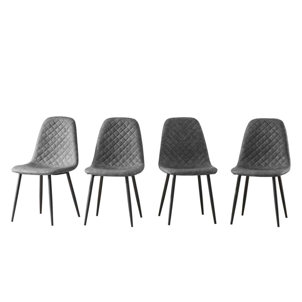 (4 PCS) 2/4X Grey PU Leather Dining Chairs Metal Legs