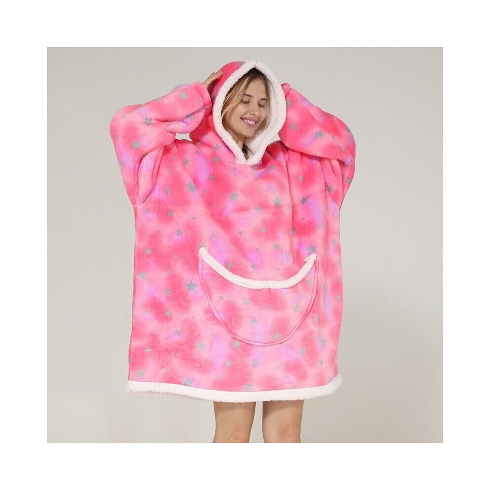 (  #30 Pink Star,   for Adult) Winter Soft Oodie Adult/Kid Comfort Pajamas Blanket Hoodie Hoodie Pullover Xmas