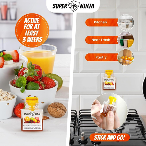 Super Ninja Fruit Fly Killer 2 Pack - Environmentally Responsible Highly Effective Ecological Traps Indoor User Friendly Up to 3 Weeks per Bottle 2