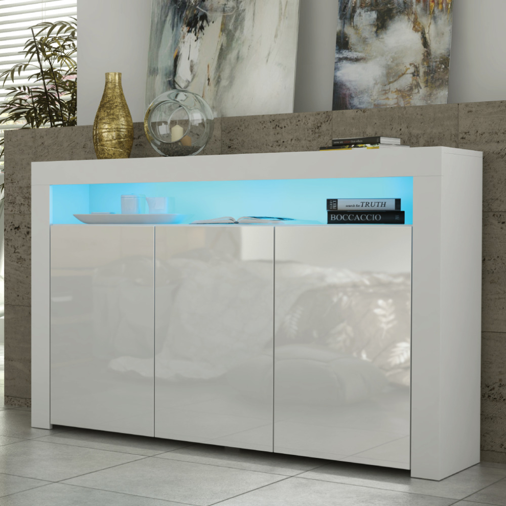 Creative Furniture White Aether Sideboard Led - Gloss Doors 155Cm