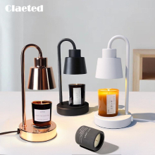 (EU Plug, White) Electric Candle Melting Table Lamp Retro Candle Heating Lamp Safe Candle Melt Warmer Light Dimming Switch For Bedroom Decoration