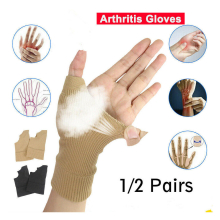 (2Pair Black) Gel Filled Thumb Wrist Support Compression Gloves