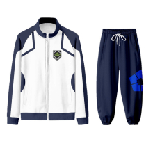 (Blue Prison Jacket + Pants Set, XL) BLUE LOCK Blue Prison Zipper Jacket cos Loose Long Sleeve Sweatshirt