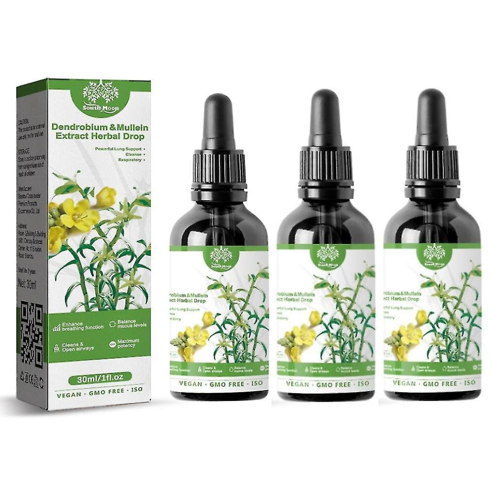 3Pcs Dendrobium Mullein Extract - Respiratory Herbal Drops for Lung Support & Immunity