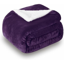 (Purple -Sherpa Fleece) King Sherpa Fleece Blanket Throw Bed Sofa Couch UK