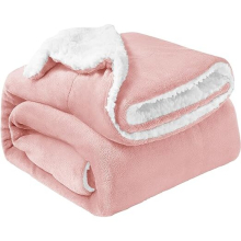 (Pink -Sherpa Fleece) King Sherpa Fleece Blanket Throw Bed Sofa Couch UK