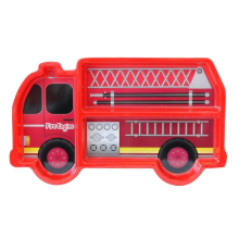 Children's Plate With Cutlery - Children's Plate, - Fire Truck