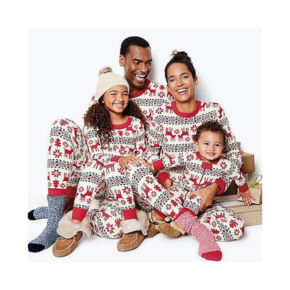 (Kids 14T) Family Christmas Pyjamas Set Matching Christmas Pjs Xmas Sleepwear Reindeer Printed Nightwear for Womens Mens Kids Girls Boys