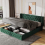(Green) Velvet Double Bed Frame 4FT6 with Storage 1