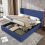 (Blue) Velvet Double Bed Frame 4FT6 with Storage 1