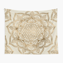 Tapestry 60x50inch Flower of Life in Lotus - pastel golds and canvas Wall Hanging Art Décor Living Room