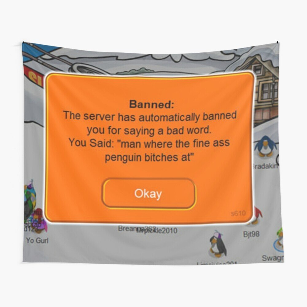 Tapestry 60x50inch Club penguin memes Wall Hanging Art Décor Living Room