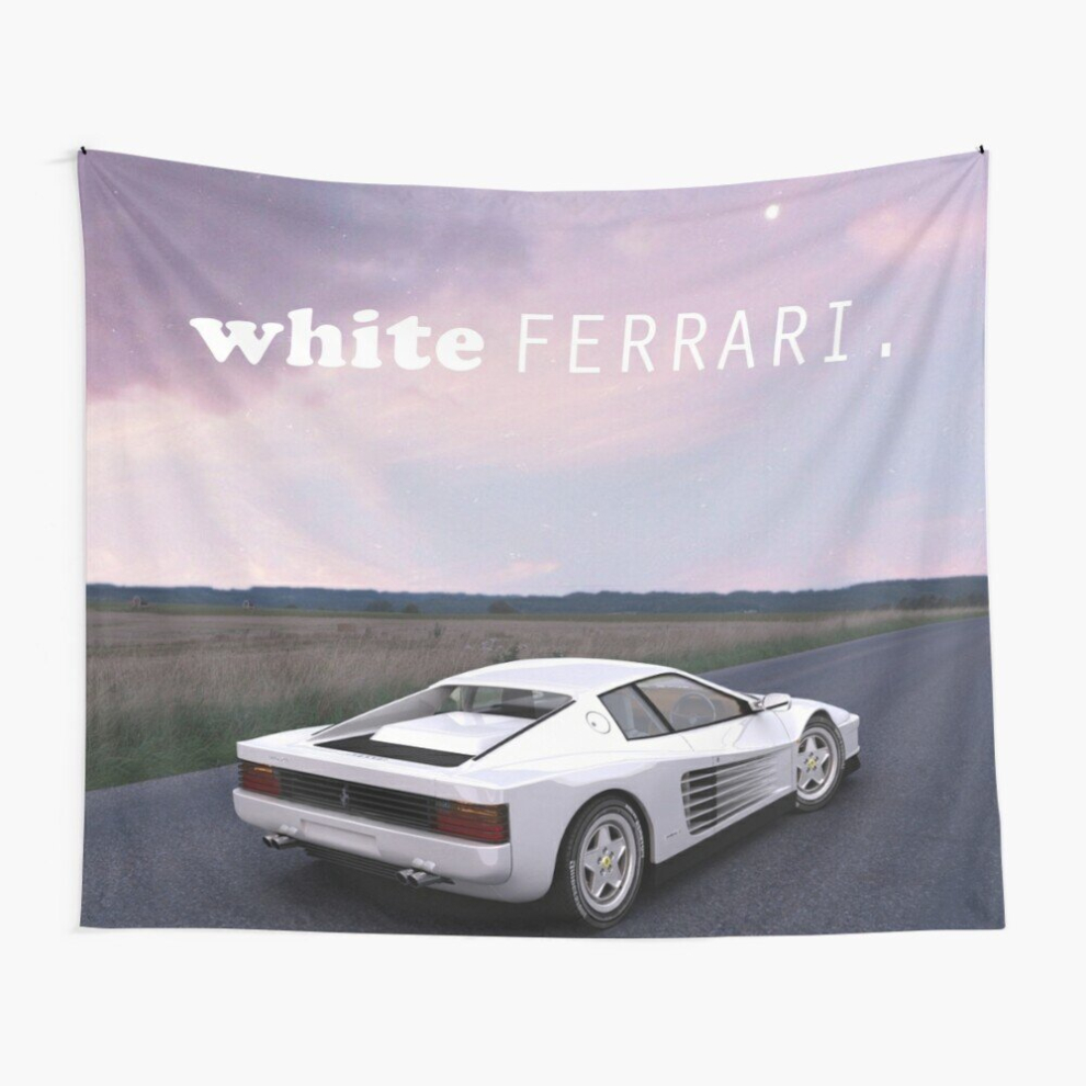Tapestry 60x50inch White Ferrari Frank Ocean Art Wall Hanging Art Décor Living Room