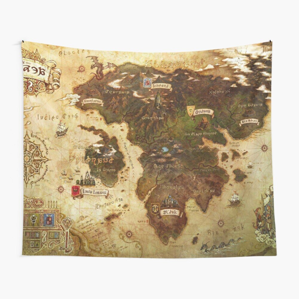 Tapestry 60x50inch Eorzea FFXIV Map Wall Hanging Art DÃ©cor Living Room