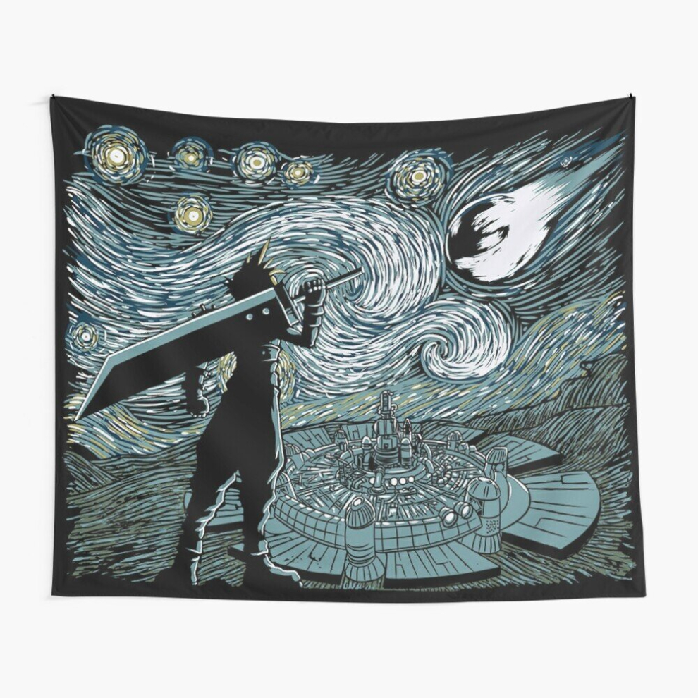 Bearlad Tapestry 60X50inch Final Fantasy Vii Cloud Starry Night Wall Hanging Art Décor Living Room