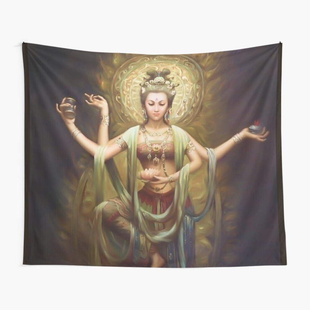 Tapestry 60x50inch Quan Yin, The Mother and Goddess of Compassion Wall Hanging Art DÃ©cor Living Room