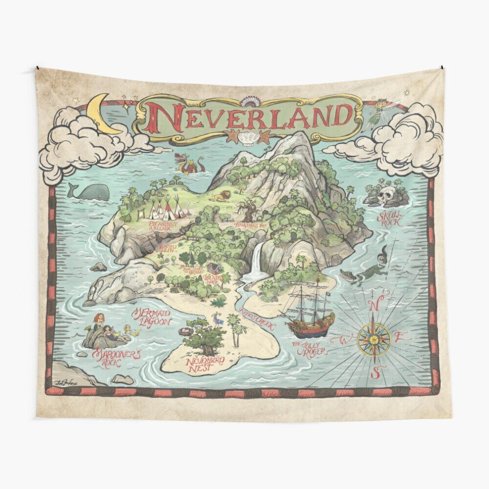 Tapestry 60x50inch Neverland Map Wall Hanging Art DÃ©cor Living Room