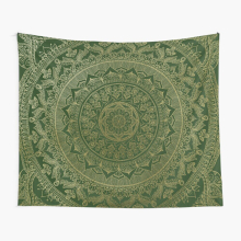 Tapestry 60x50inch Mandala Royal - Green and Gold Wall Hanging Art Décor Living Room