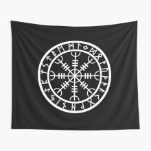 Helm of Awe Rune Circle Tapestry 60x50inch (Variant II) Wall Hanging Decor for Living Room