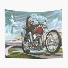 Tapestry 60x50inch Motorcycle Art - The Wind at my Back by David Mann Wall Hanging Art Décor Living Room