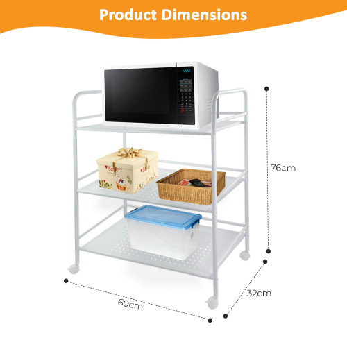 3 Tier Kitchen Trolley Storage Rack Cart Slim Rolling Trolley W/ Wheels & Handle 1