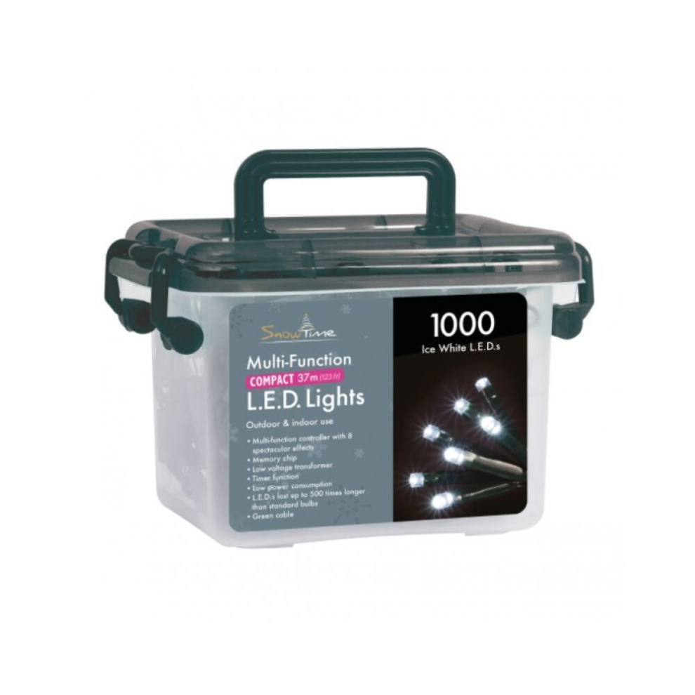 Snow Time 1000 Led Compact Lights W/Timer White