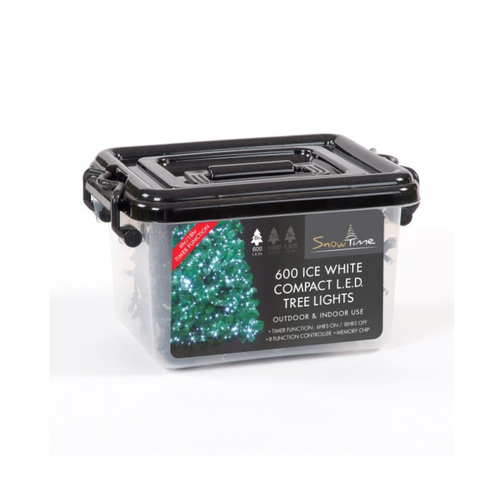Snow Time 600 Led Compact Lights W/Timer White