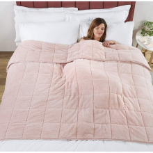 (Single 125*150 cm (4kg)) Blush pink Teddy Fleece WEIGHTED BLANKET Ultra Cosy Soft Warm Sensory Anxiety AUTISM Throw