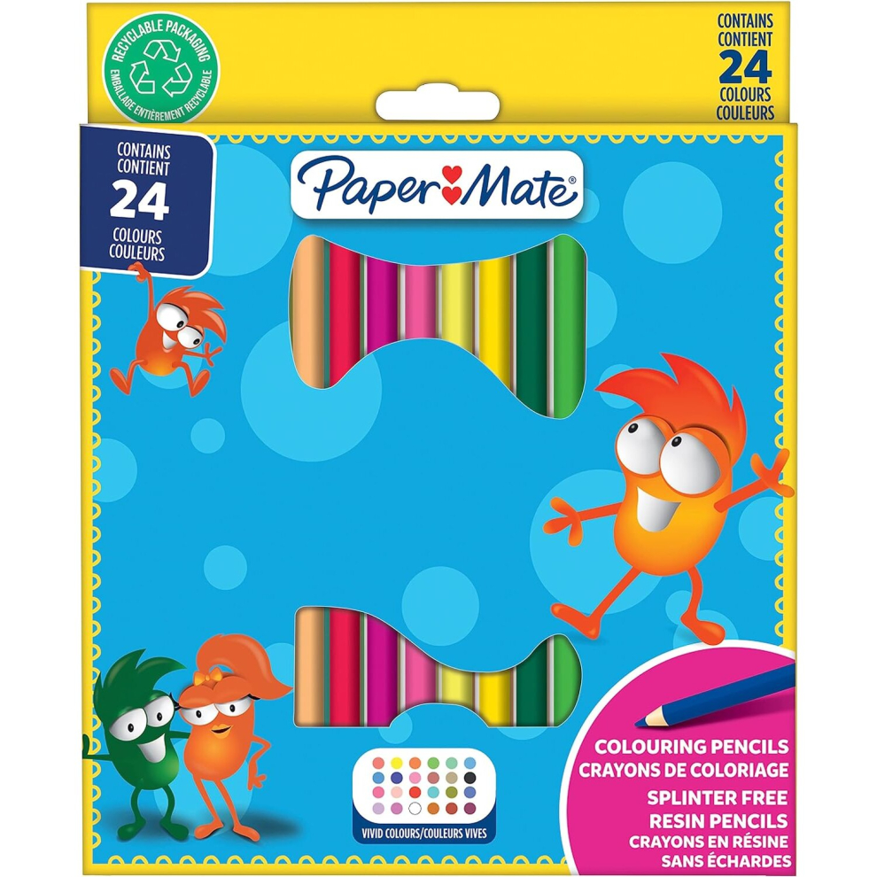 Paper Mate Coloured Pencils For Kids, 24 Pencils