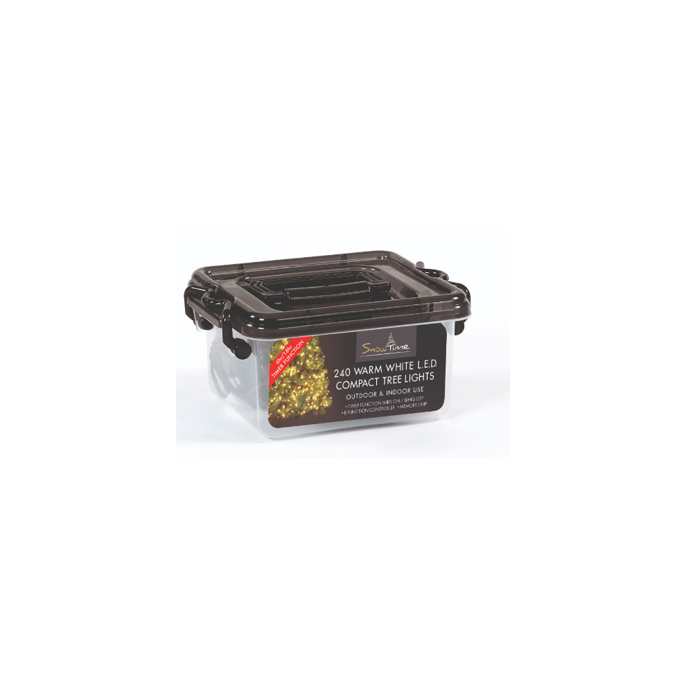 Snow Time 240 Warm Led Compact Lights W/Timer White