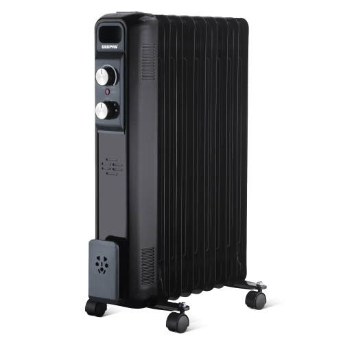 Geepas 2kw Electric Oil Filled 9 Fins Radiator Room Space Heater, Black 