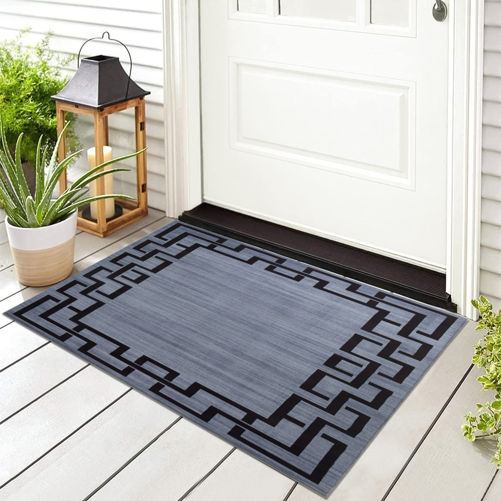 (60 X 110 cm_Door Mat, Grey Black) Luxury Soft Rugs Large Runner Rug Non Slip Door Mats