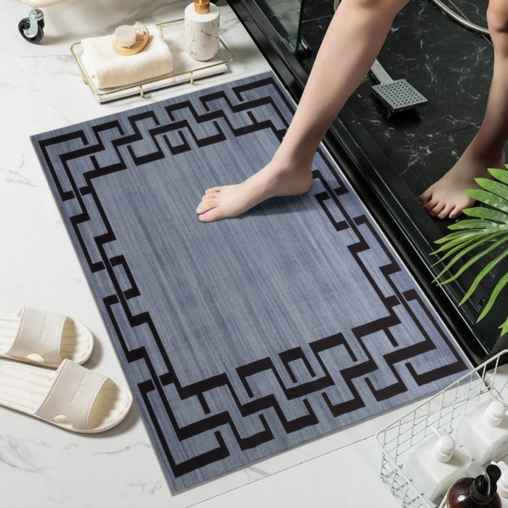 (40 X 60 cm_Bath Mat, Grey Black) Luxury Soft Rugs Large Runner Rug Non Slip Door Mats