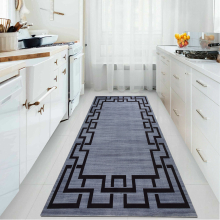 (60 X 220 cm_Runner, Grey Black) Luxury Soft Rugs Large Runner Rug Non Slip Door Mats