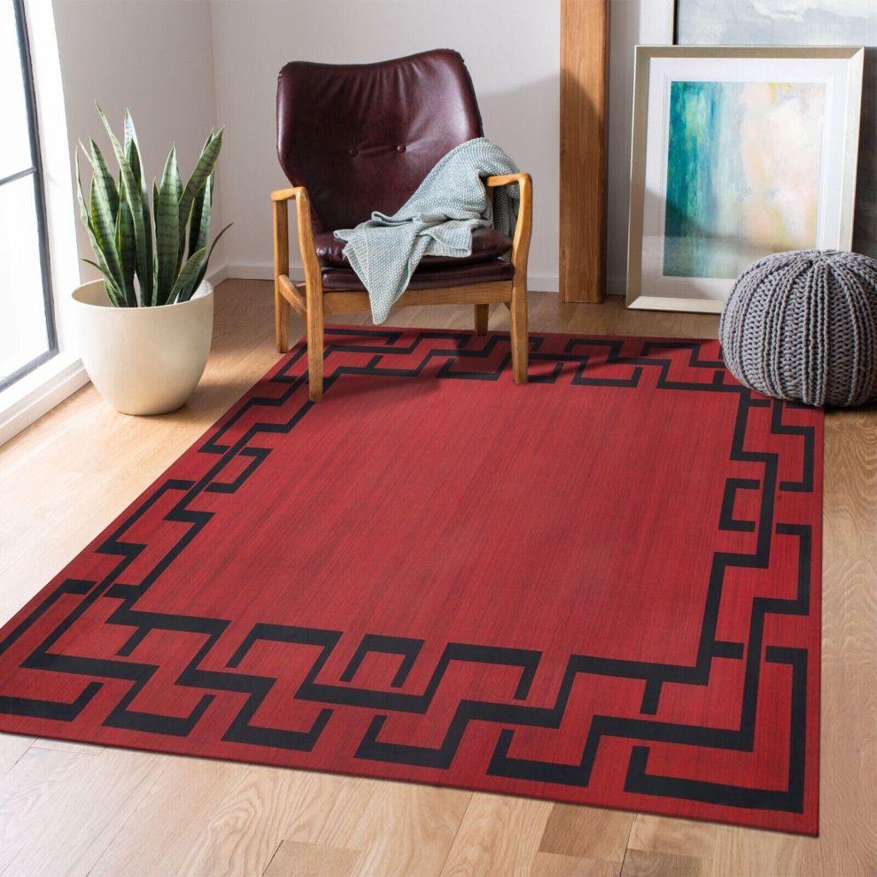 (120 X 170 cm, Red Black) Luxury Soft Rugs Large Runner Rug Non Slip Door Mats