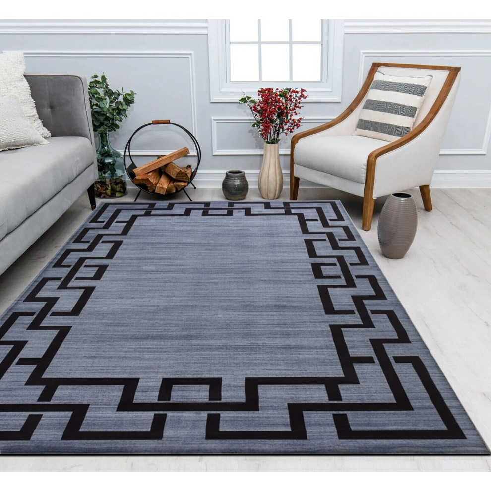 (120 X 170 cm, Grey Black) Luxury Soft Rugs Large Runner Rug Non Slip Door Mats