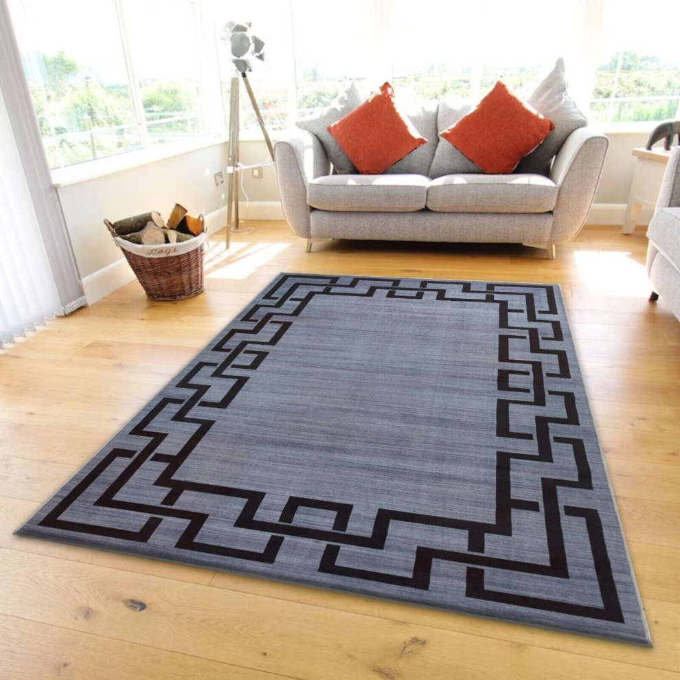 (160 X 230 cm, Grey Black) Luxury Soft Rugs Large Runner Rug Non Slip Door Mats