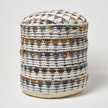 (45 x 40 cm) Cream Chindi Design Bean Filled Pouffe & Footstool