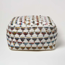 (60 x 60 x 30 cm) Cream Chindi Design Bean Filled Pouffe & Footstool