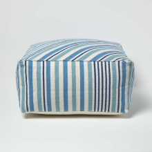 (60 x 60 x 30 cm) Blue & White Stripe Bean Filled Pouffe & Footstool