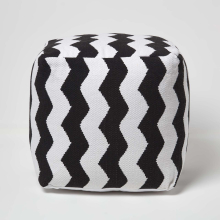 (40 x 40 x 40 cm) Black and White Chevron Style Bean Footstool
