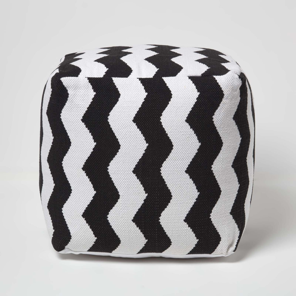 Homescapes (40 X 40 X 40 Cm) Black And White Chevron Style Bean Footstool