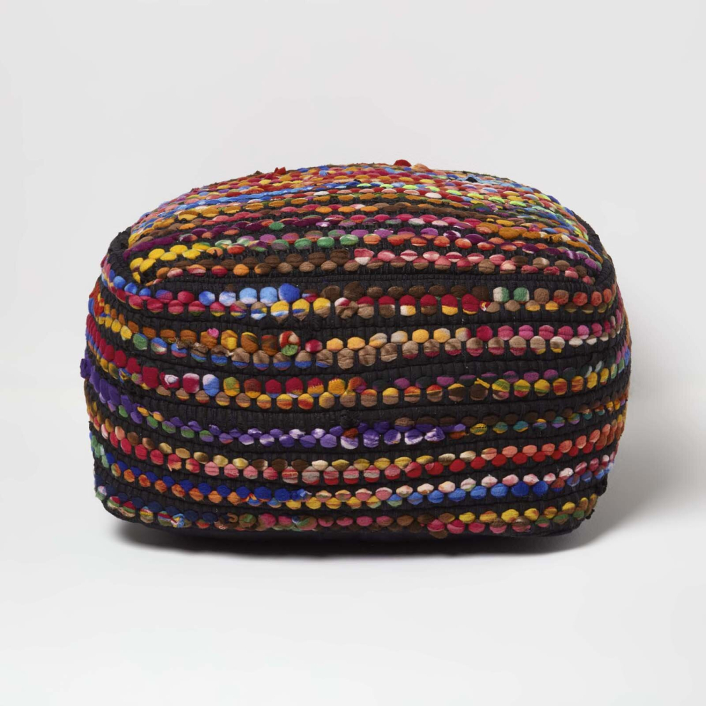 (60 x 60 x 30 cm) Multi Coloured Folk Woven Bean Filled Pouffe-image-OPC-P8FKPFW-NEW
