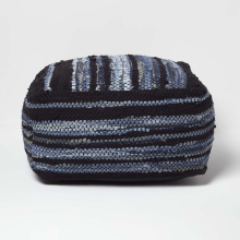 (60 x 60 x 30 cm) Texas Denim Woven Striped Bean Filled Pouffe