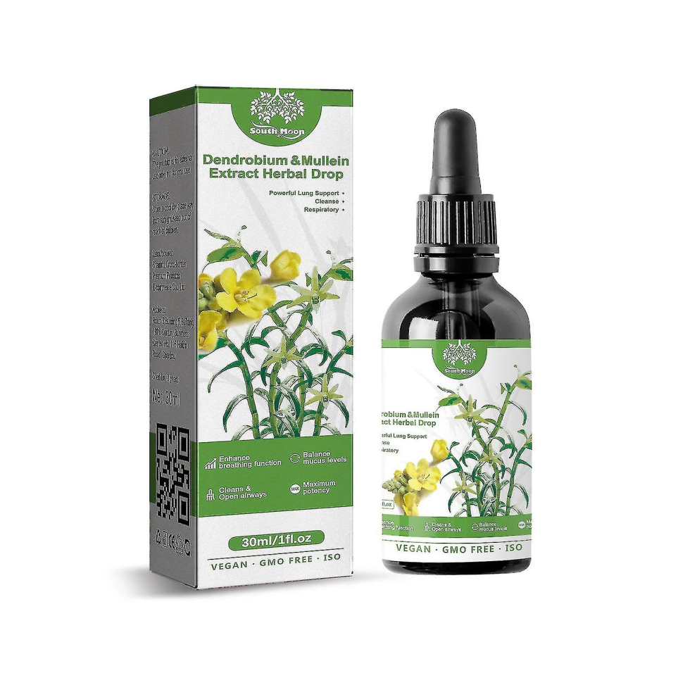 2 Boxes Dendrobium Mullein Dendrobium Mullein Extract Herbal, Anti-snoring Lung Cleanse For Smokers 60ml,powerful Lung Support Cleanse Respiratory, He