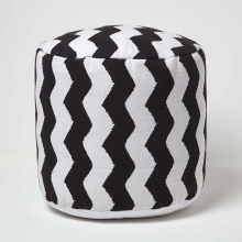 (45 x 40 cm) Black and White Chevron Style Bean Footstool