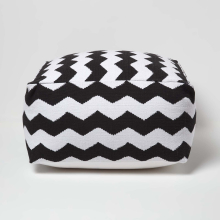 (60 x 60 x 30 cm) Black and White Chevron Style Bean Footstool
