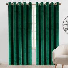 (Green, 66" x 90" (168cm x 228)) Crushed Velvet Blackout Curtains Eyelet Ring Top Readymade Drapes